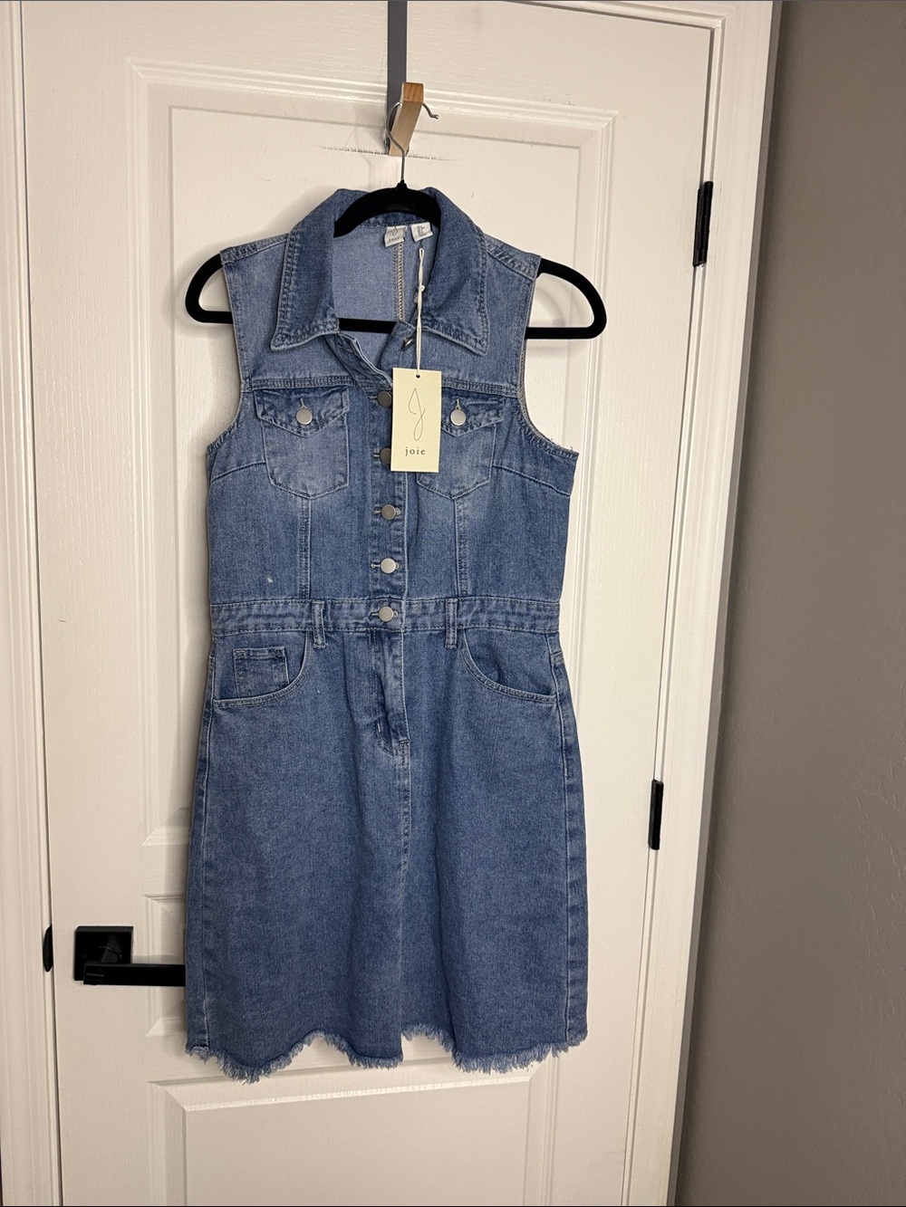 Joie Denim Sleeveless Mini Dress in Light Blue